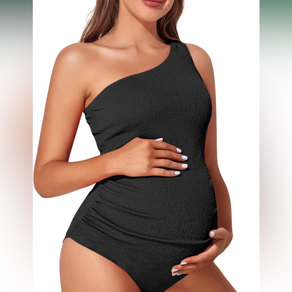 Summer Mae Maternity Swimsuit One Piece Ribbed Pregnancy Bathing Suit
